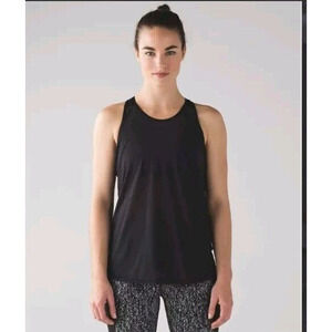 Lululemon Womens 8‎ Fit Physique Tank Top Built In Sports Bra Black Open Layered